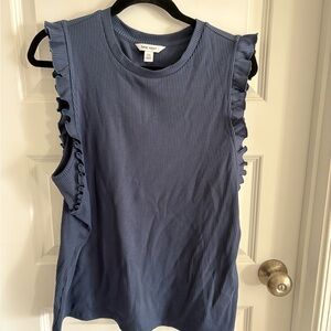 Nine West Navy Ruffle Tank Top